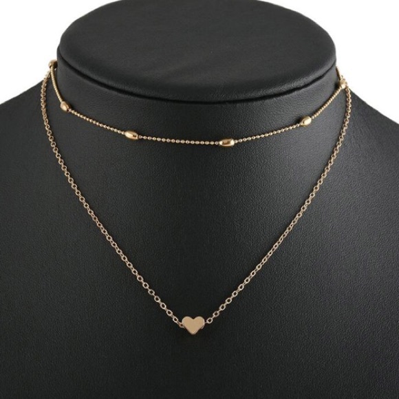 DELICATE LAYERED HEART CHOKER NECKLACE - Picture 3 of 7